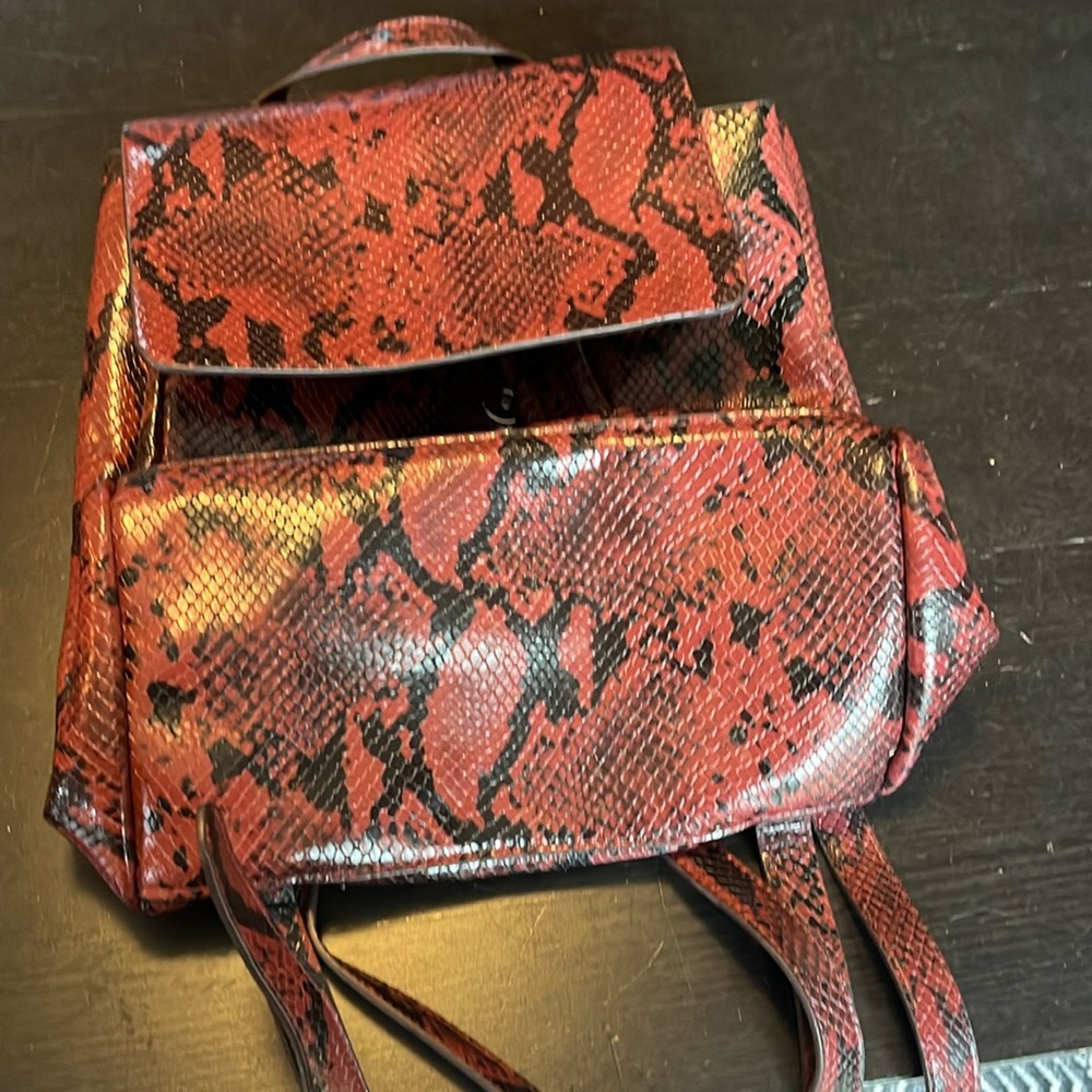 COPY - Zara basic collection snakeskin red/black backpack type purse in EUC.